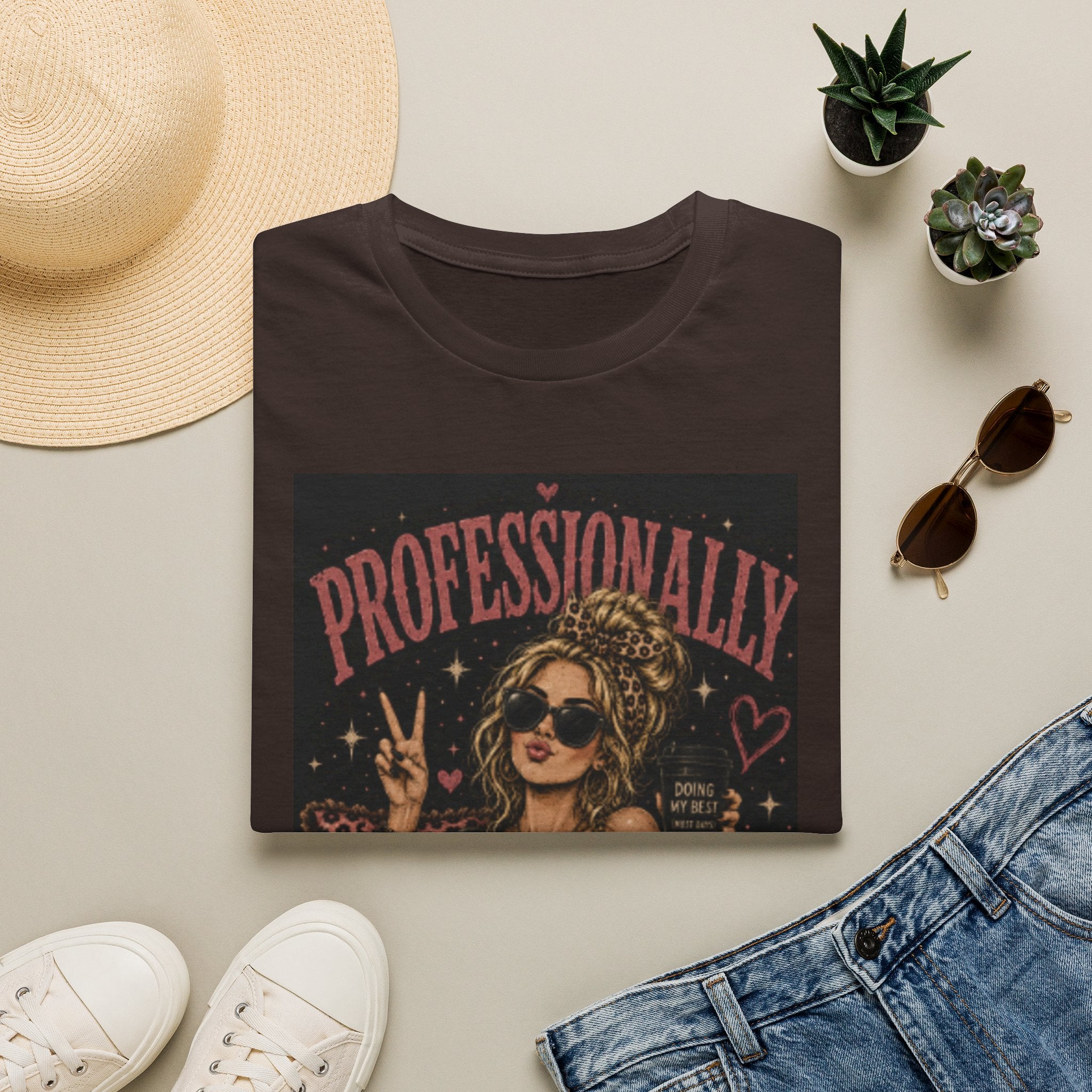 Professionally Unprofessional T-Shirt — Retro Boho Woman Graphic Tee