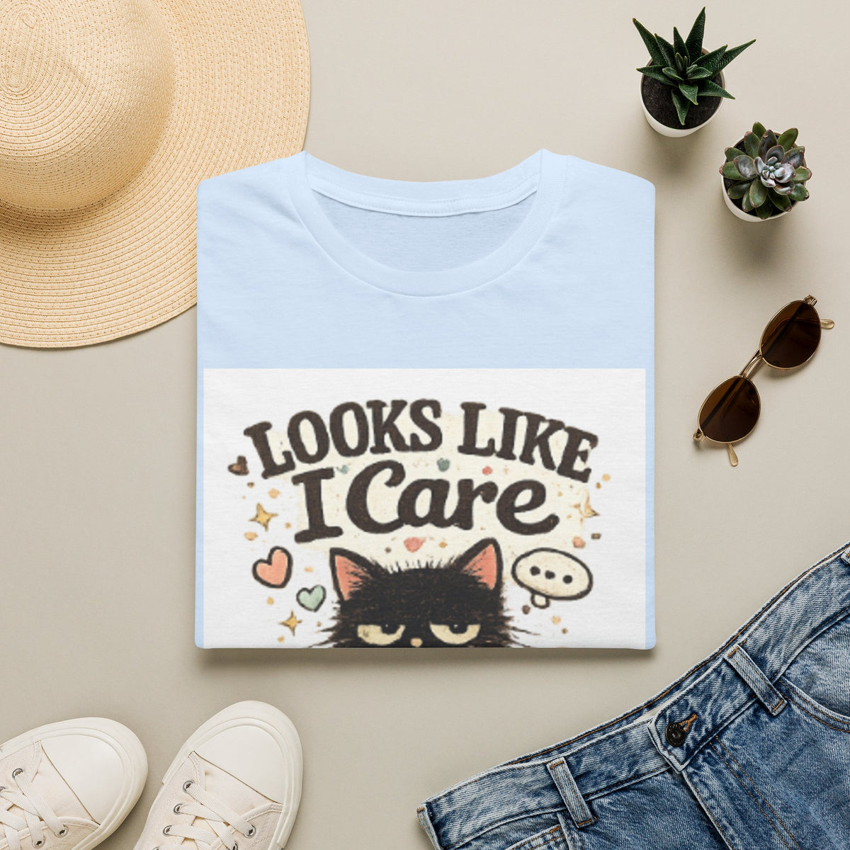 Looks Like I Care Cat T-Shirt — Funny Sarcastic Cat Tee