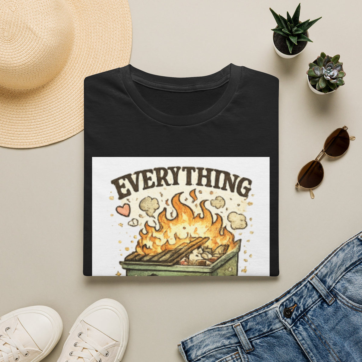 Everything Is Fine T-Shirt — Cute Kawaii Dumpster Fire Graphic Tee