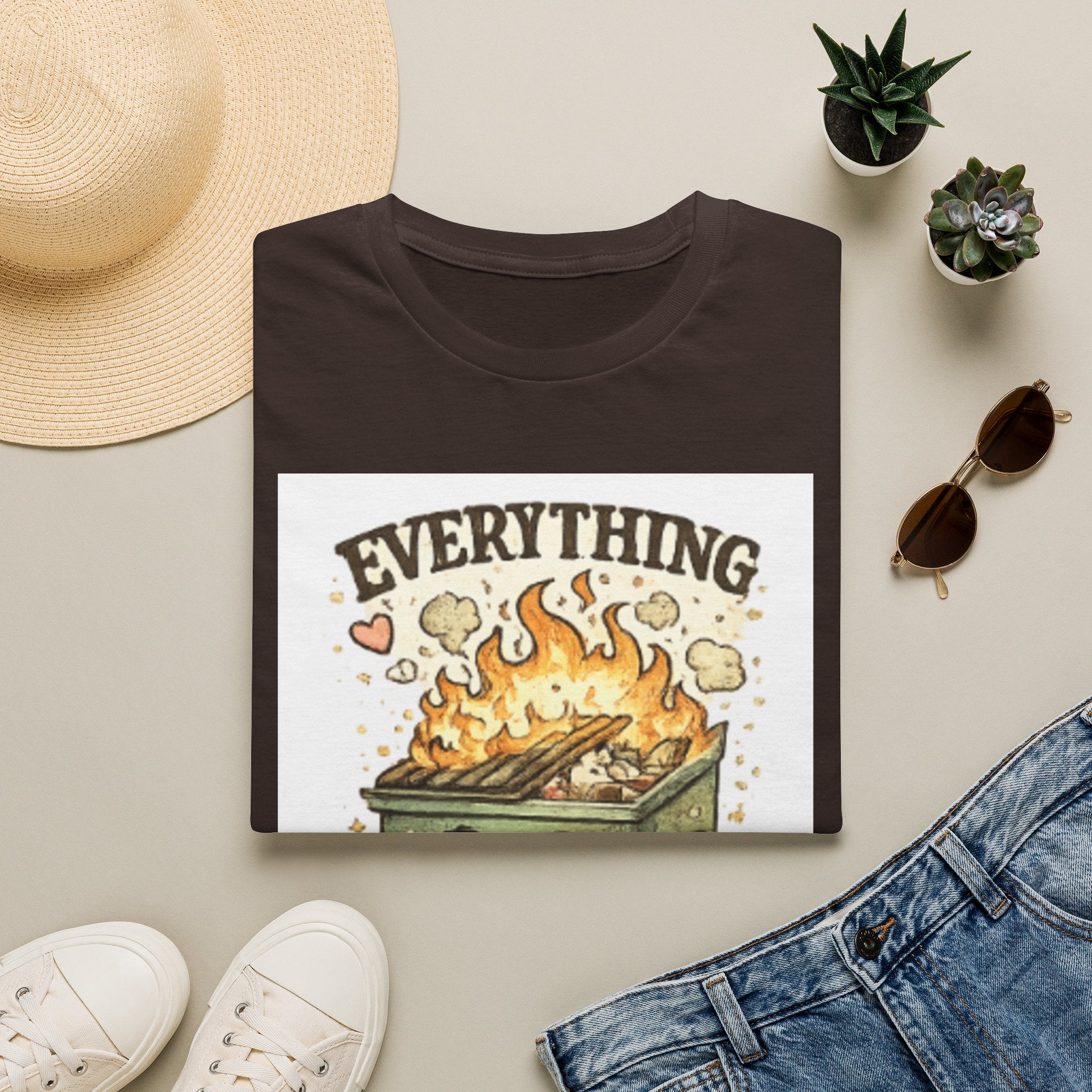 Everything Is Fine T-Shirt — Cute Kawaii Dumpster Fire Graphic Tee