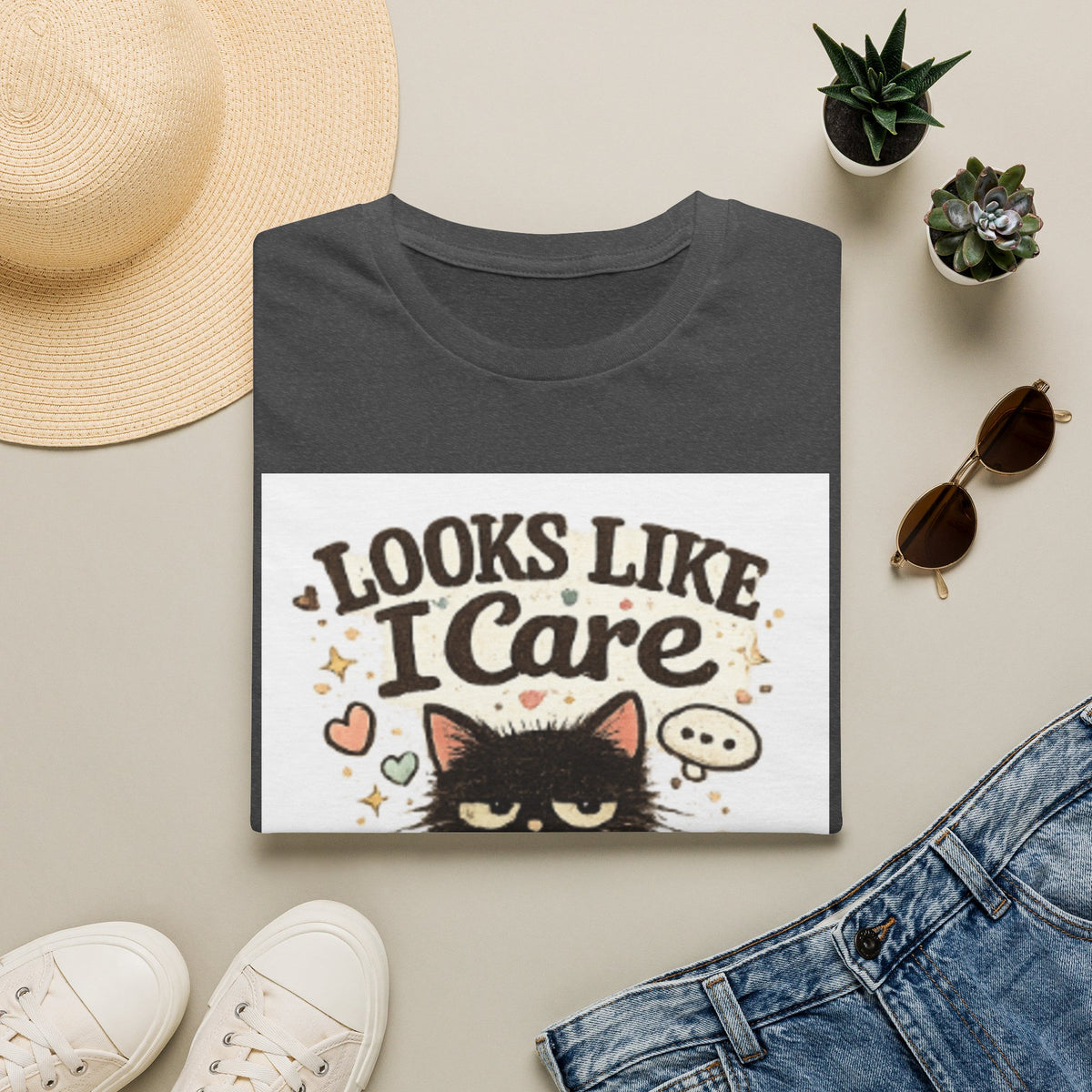 Looks Like I Care Cat T-Shirt — Funny Sarcastic Cat Tee