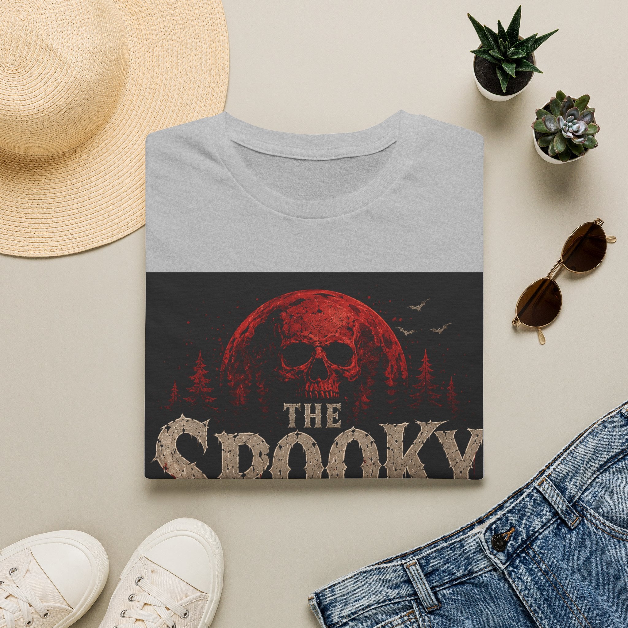 Spooky Homey T‑Shirt — Red Moon Skull Halloween Tee