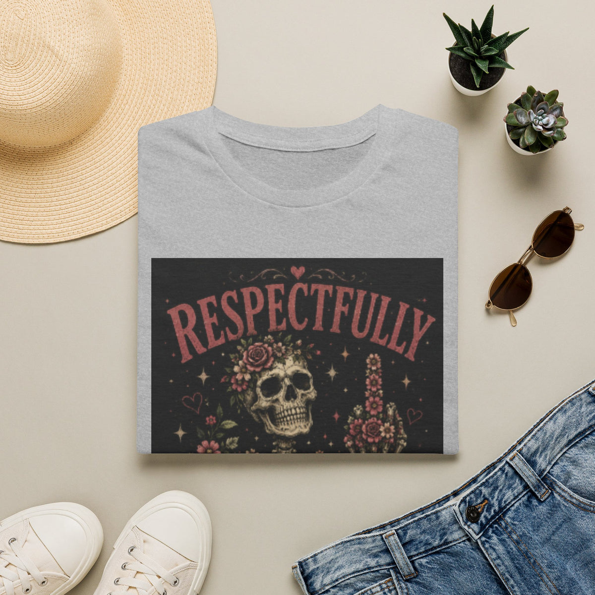 Respectfully — Skull Floral Graphic T‑Shirt ("Respectfully absolutely not")