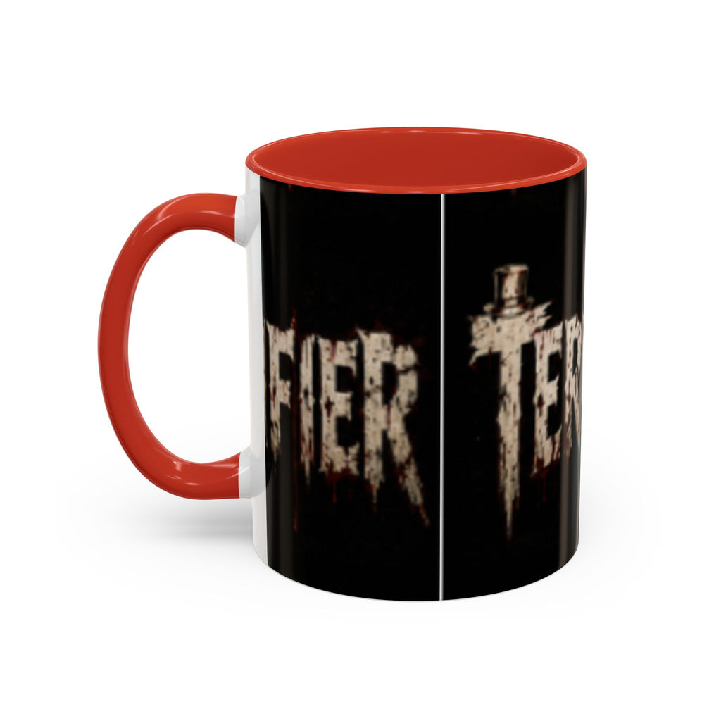 Terrified Horror Accent Coffee Mug — Gothic Scary Text Design (11/15 oz)