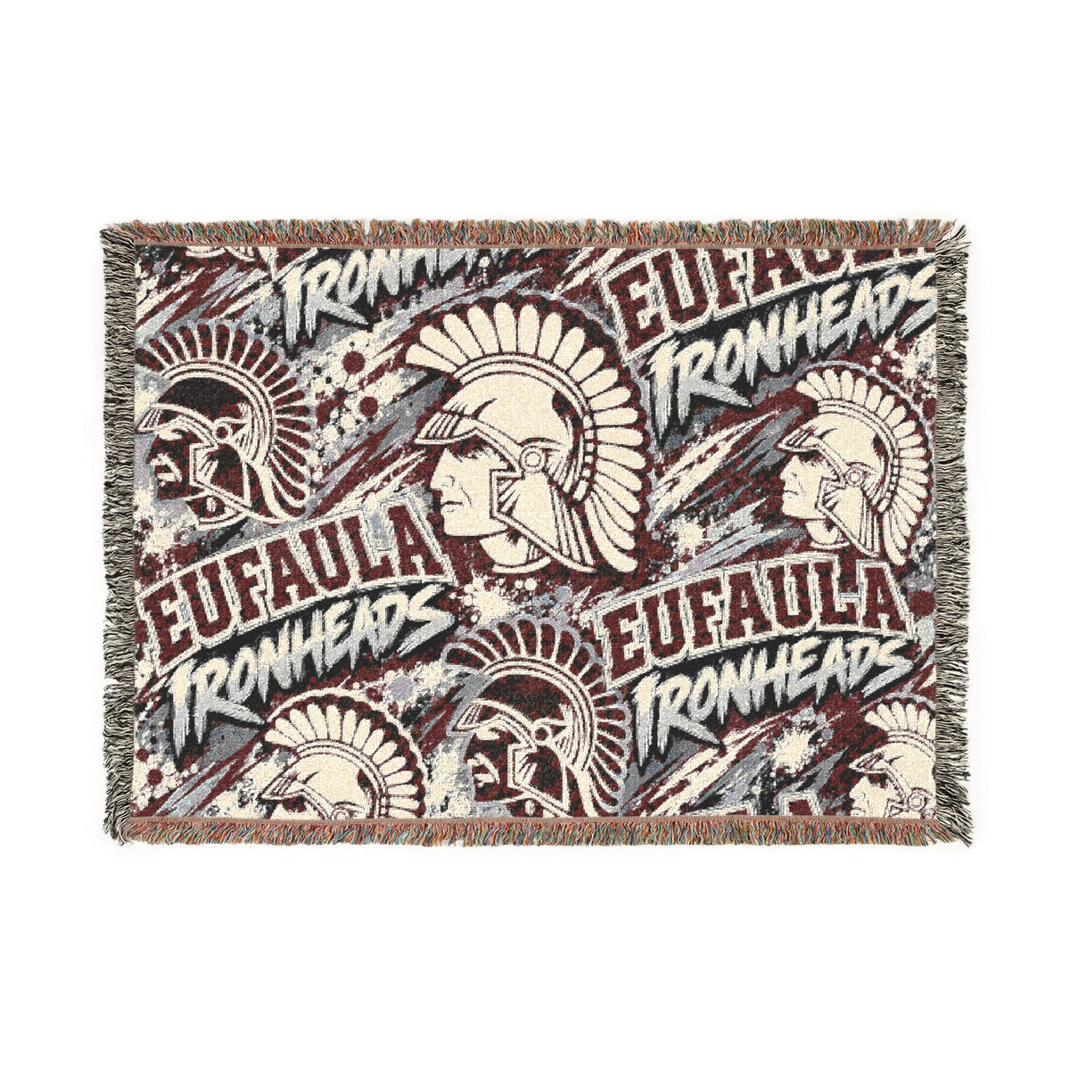 Eufaula Ironheads Woven Throw Blanket – Trojan Helmet Pattern