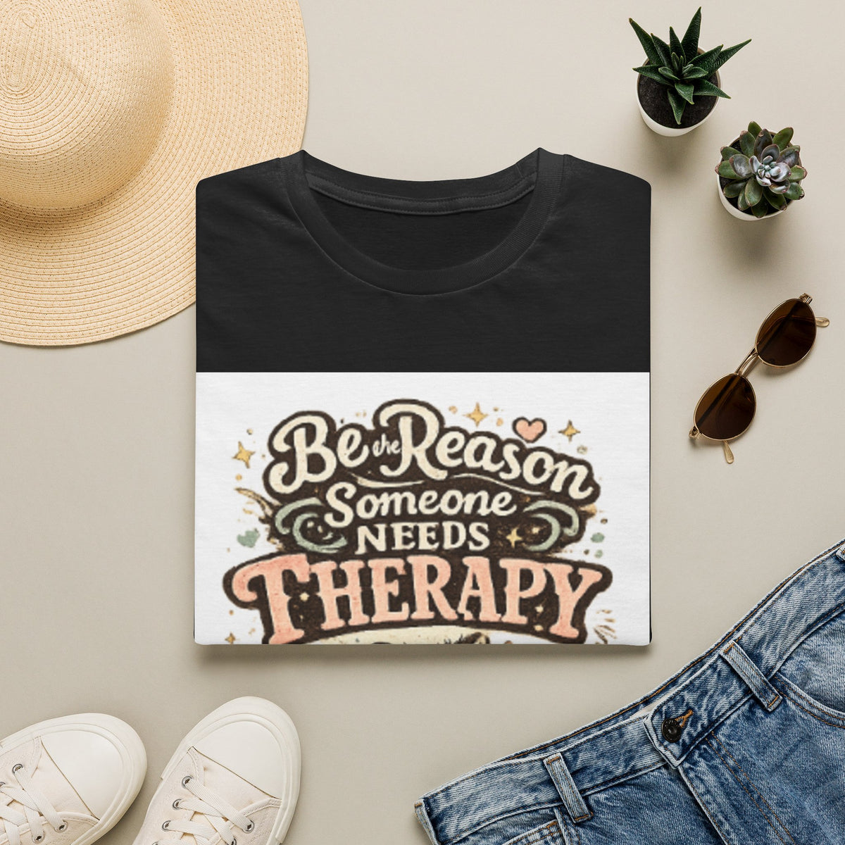 T-Shirt — "Be the Reason Someone Needs Therapy" Comfort Tee with Cute Raccoon Design