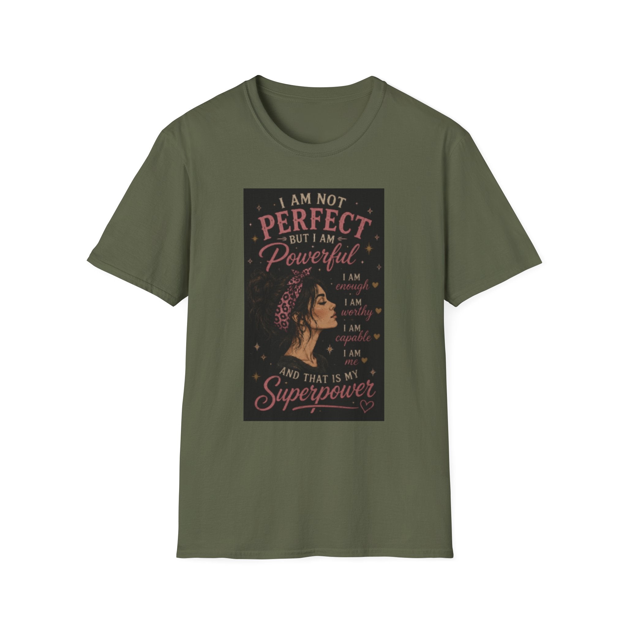 Powerful Woman Graphic T-Shirt — "I Am Not Perfect But I Am Powerful" Motivational Tee