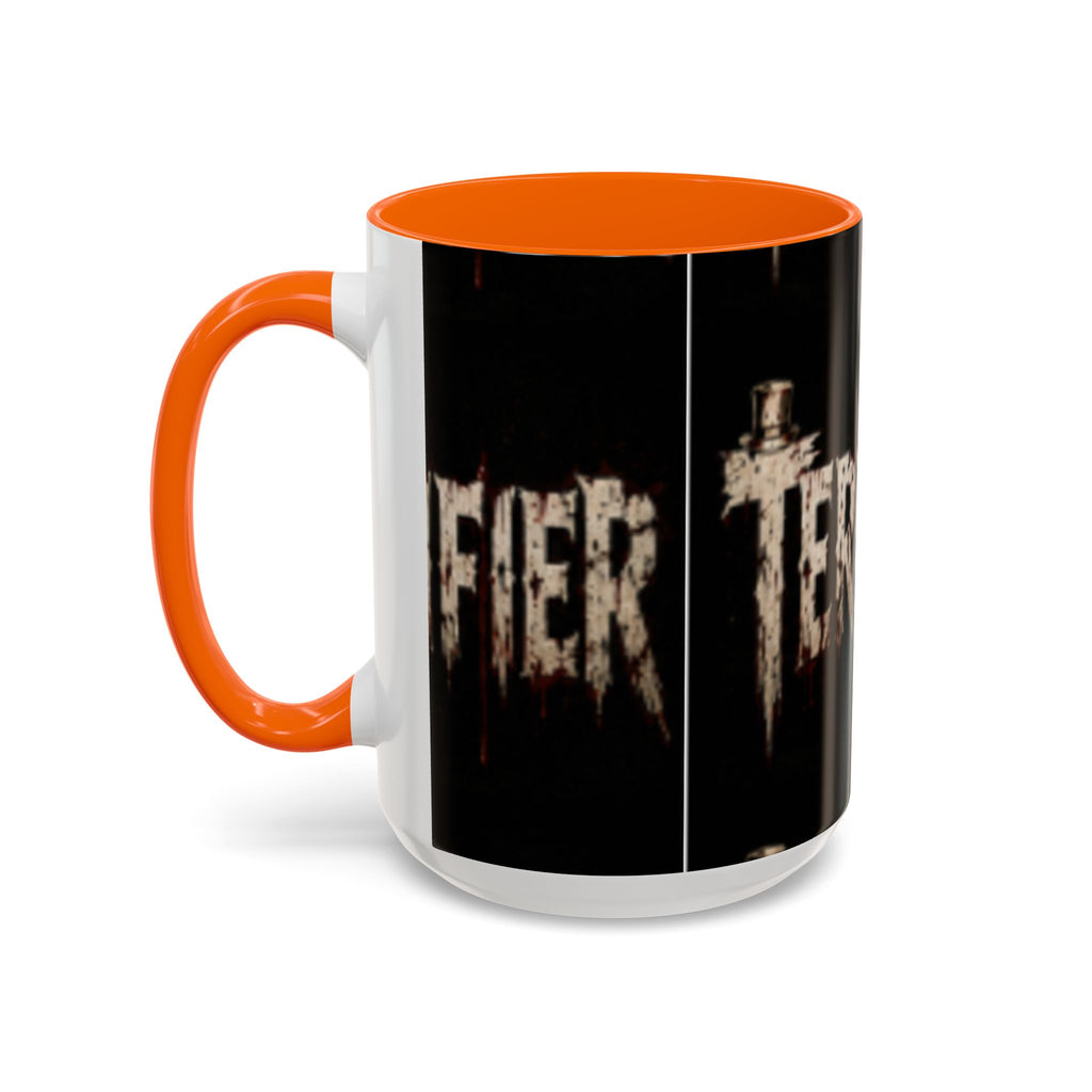 Terrified Horror Accent Coffee Mug — Gothic Scary Text Design (11/15 oz)