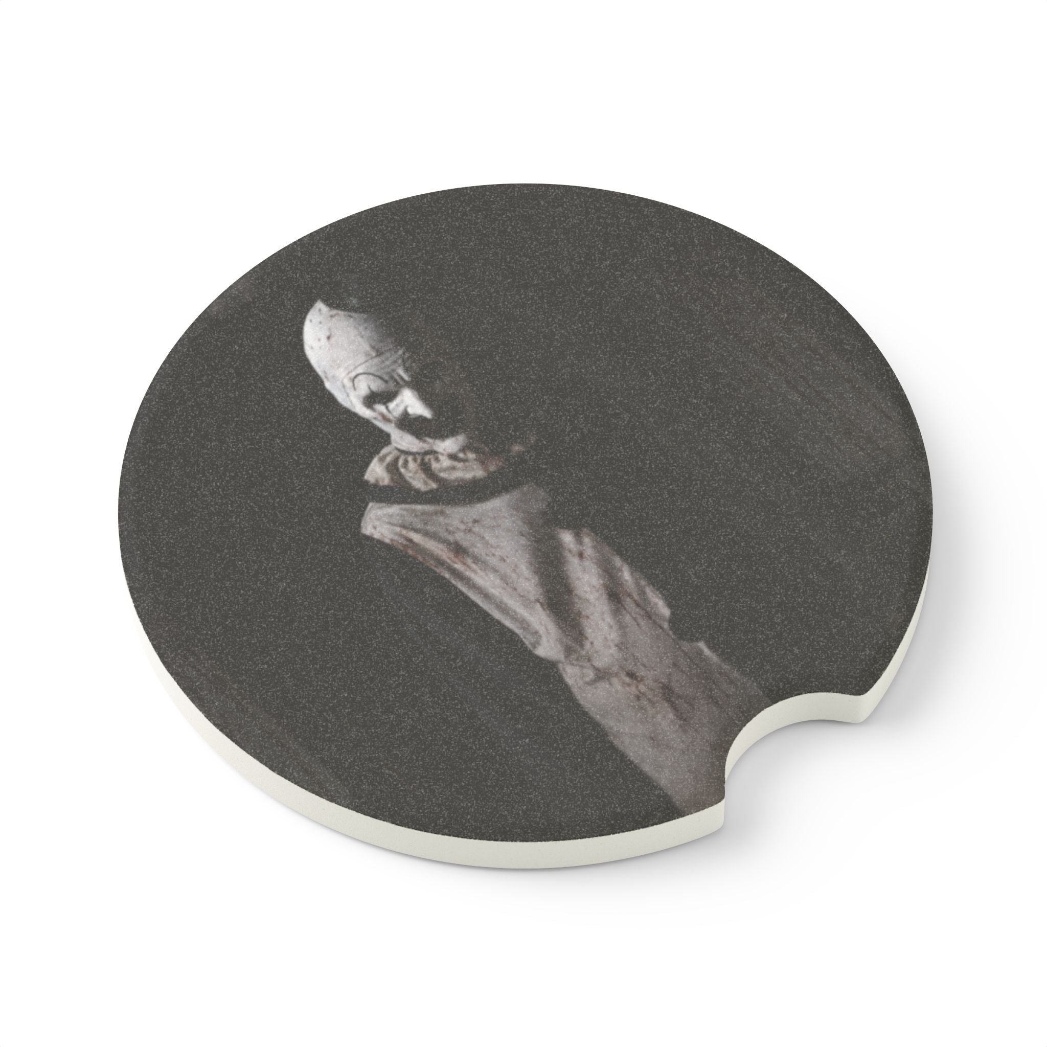 Creepy Clown Soapstone Car Coaster – Dark Horror Car Cup Holder Insert