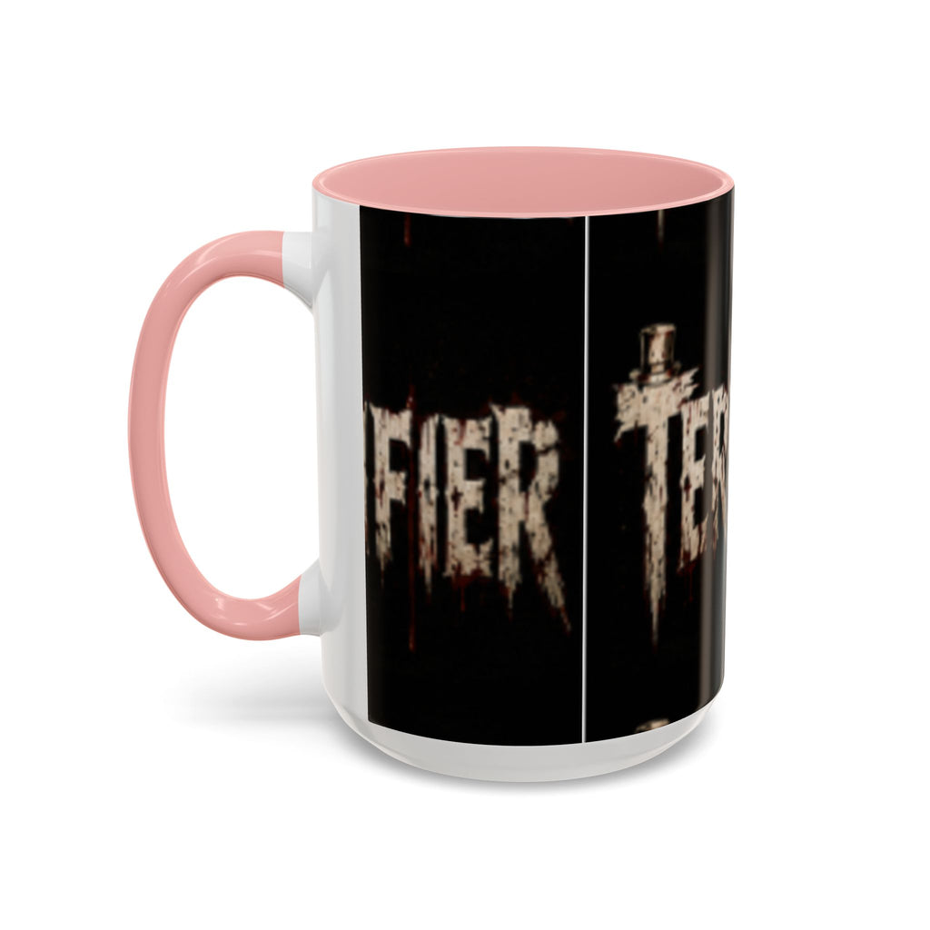 Terrified Horror Accent Coffee Mug — Gothic Scary Text Design (11/15 oz)