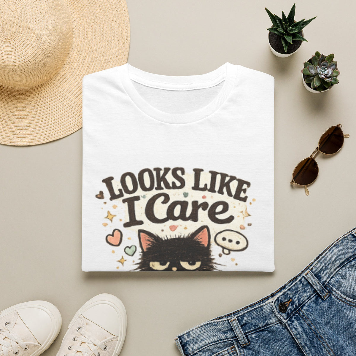 Looks Like I Care Cat T-Shirt — Funny Sarcastic Cat Tee