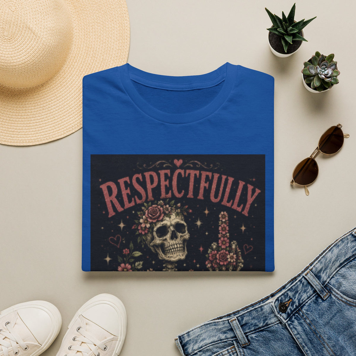 Respectfully — Skull Floral Graphic T‑Shirt ("Respectfully absolutely not")