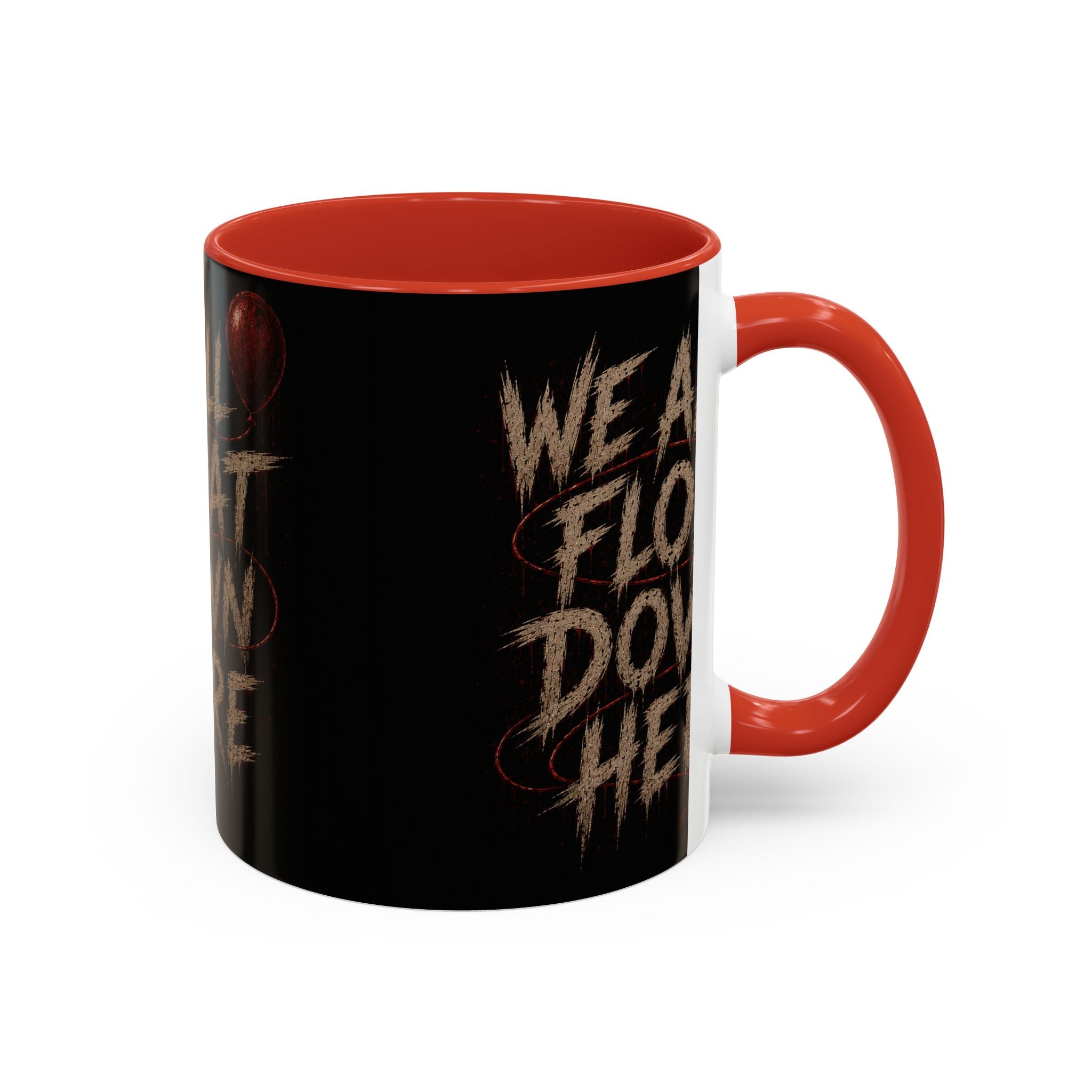 We All Float Down Here Coffee Mug — Horror Balloon Accent Mug (11/15oz)