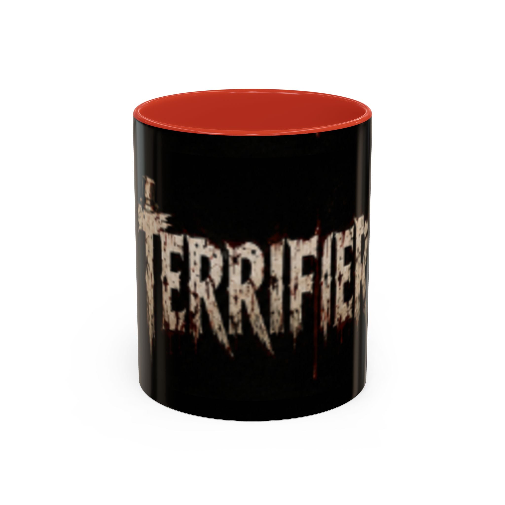 Terrified Horror Accent Coffee Mug — Gothic Scary Text Design (11/15 oz)