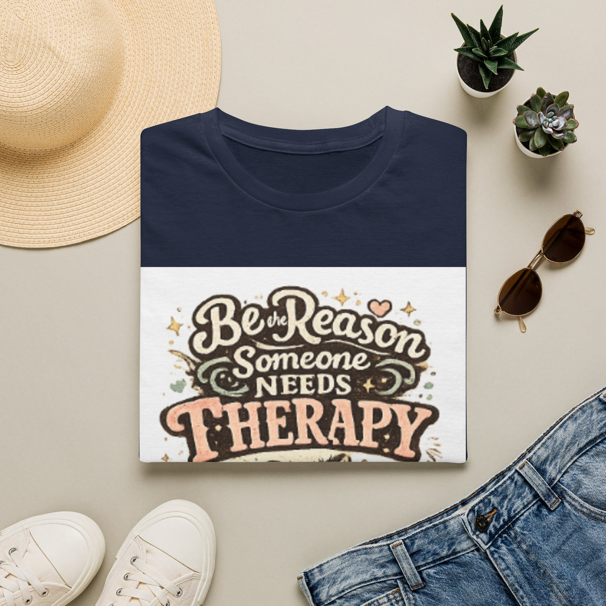 T-Shirt — "Be the Reason Someone Needs Therapy" Comfort Tee with Cute Raccoon Design