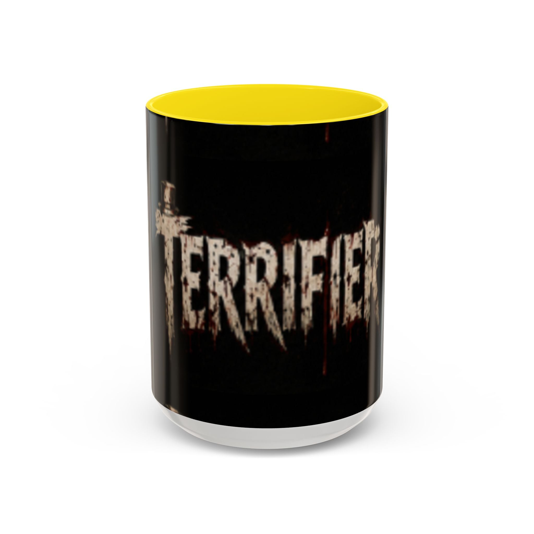 Terrified Horror Accent Coffee Mug — Gothic Scary Text Design (11/15 oz)
