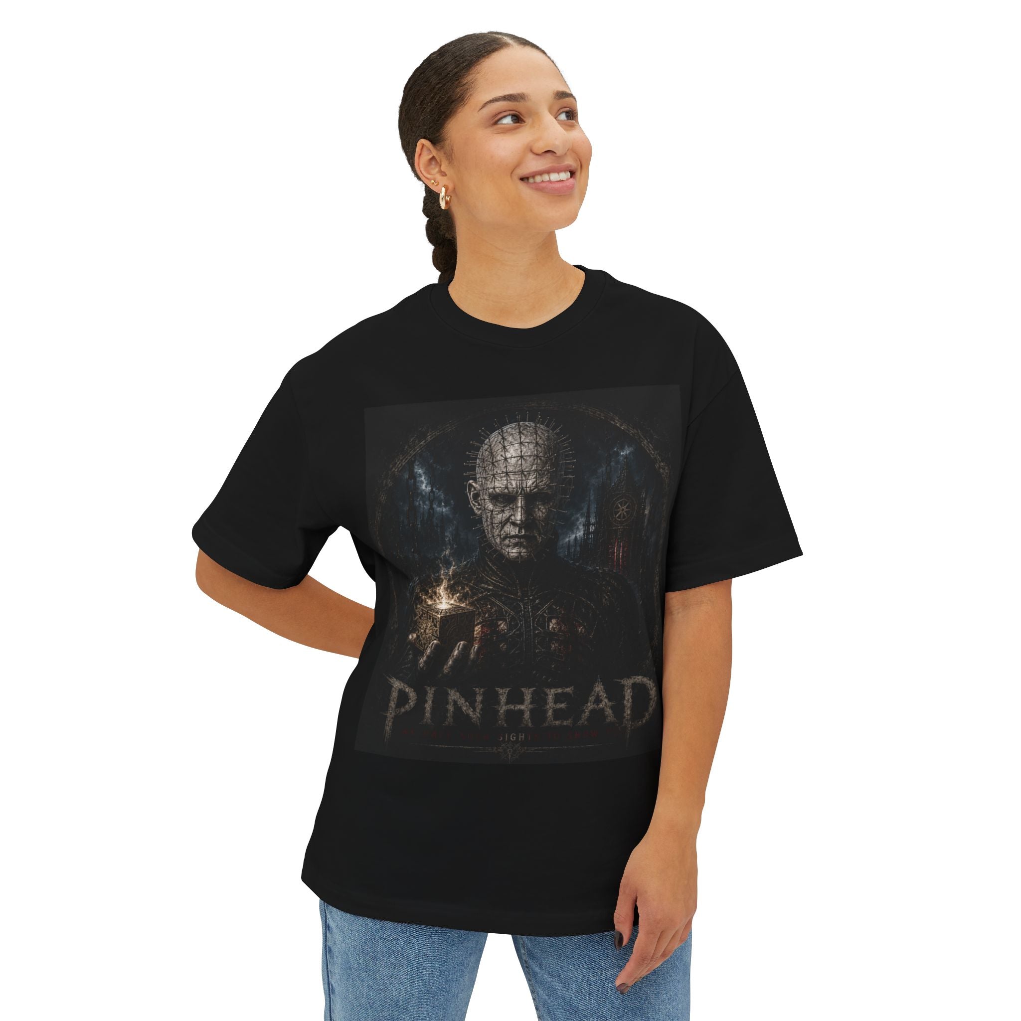 Pinhead horror shirt demon hellraiser Unisex Oversized Boxy Tee
