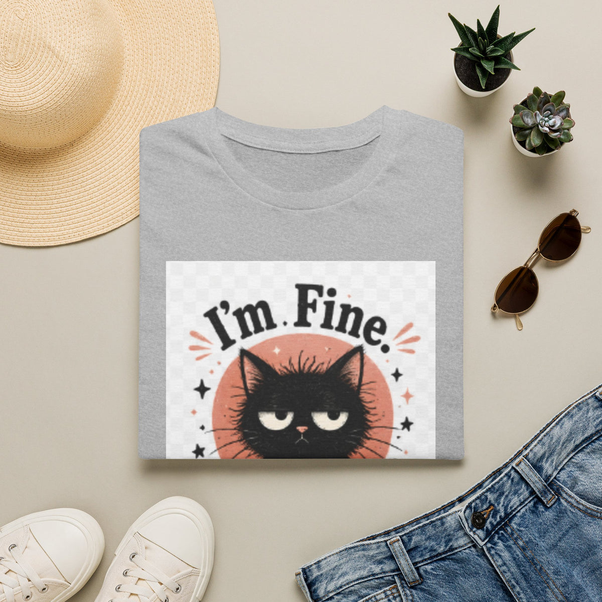 I'm Fine Cat T-Shirt — Funny Grumpy Cat Graphic Tee ("It’s Everyone Else")