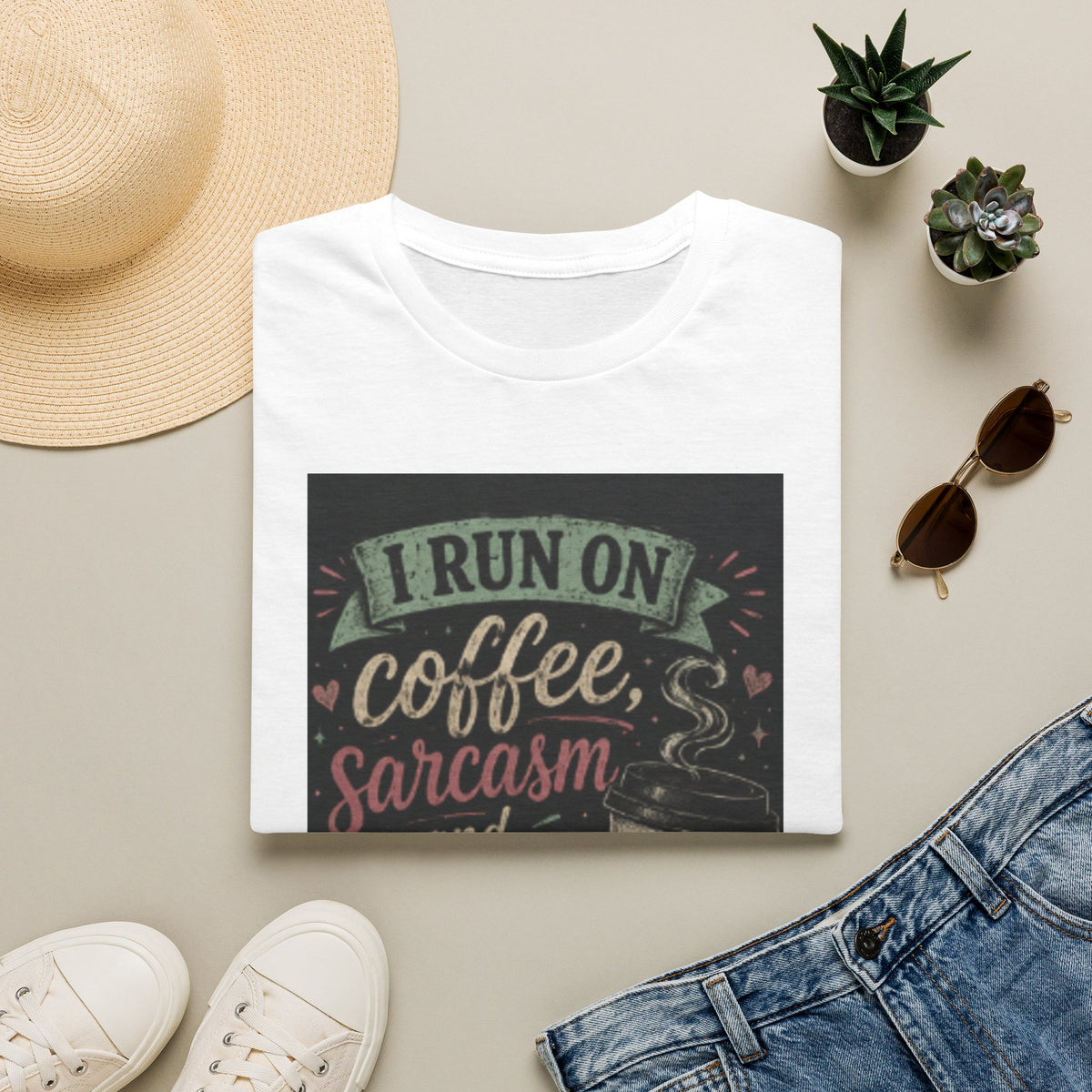 Coffee & Sarcasm T‑Shirt — “I Run On Coffee, Sarcasm and Poor Impulse Control”