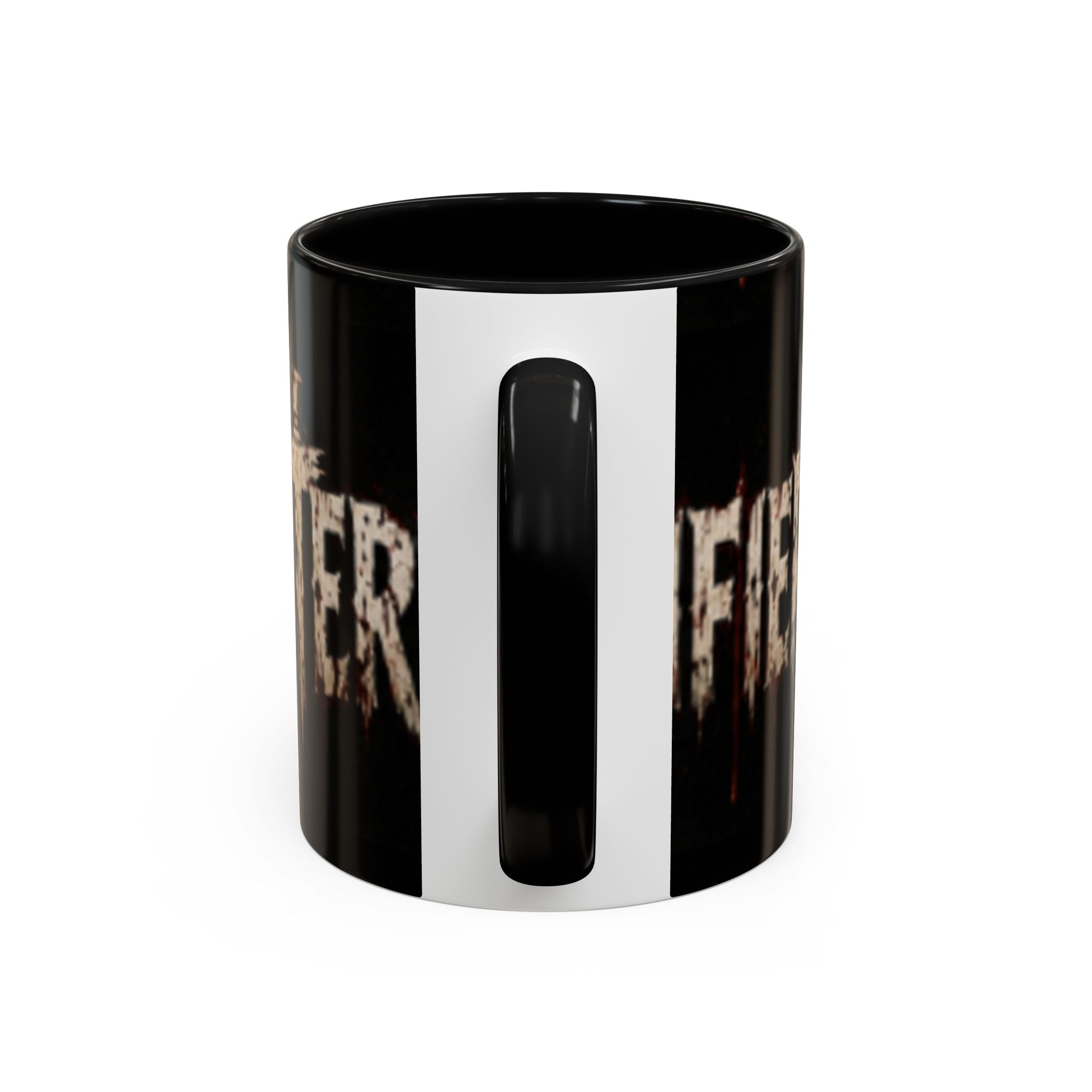 Terrified Horror Accent Coffee Mug — Gothic Scary Text Design (11/15 oz)