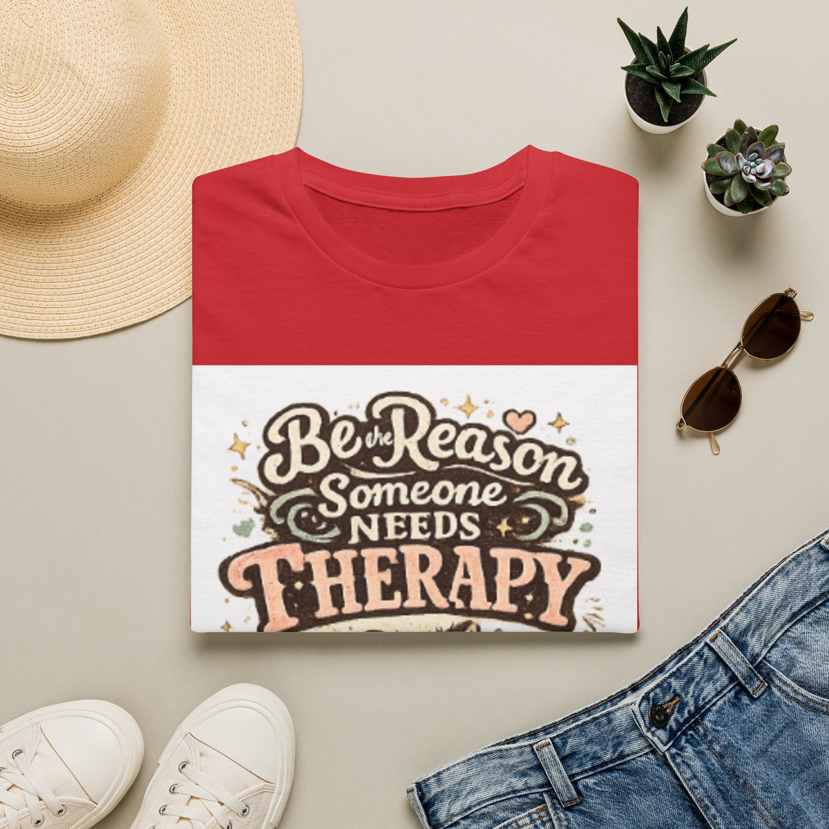 T-Shirt — "Be the Reason Someone Needs Therapy" Comfort Tee with Cute Raccoon Design