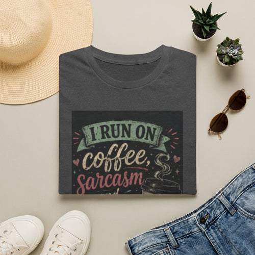 Coffee & Sarcasm T‑Shirt — “I Run On Coffee, Sarcasm and Poor Impulse Control”