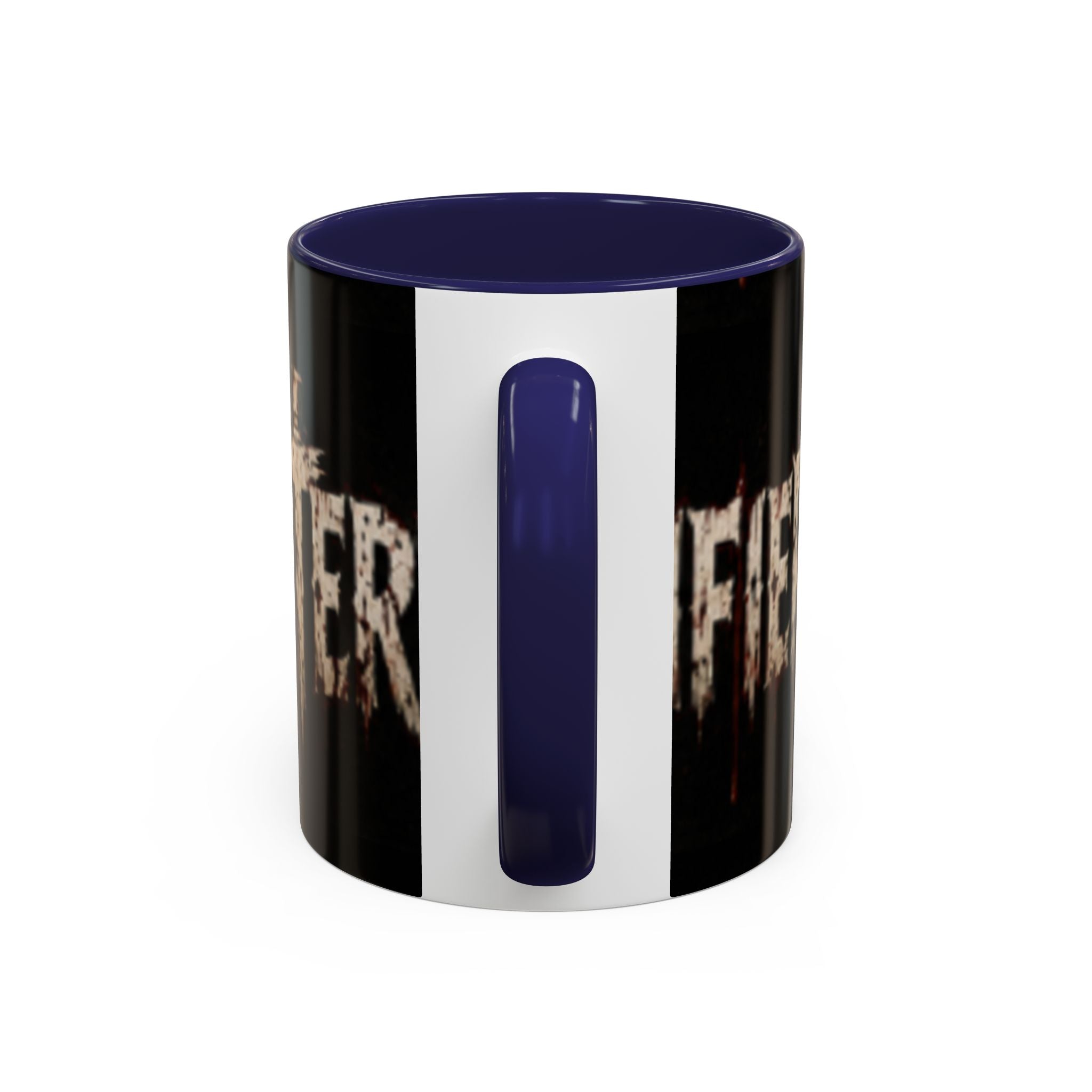 Terrified Horror Accent Coffee Mug — Gothic Scary Text Design (11/15 oz)