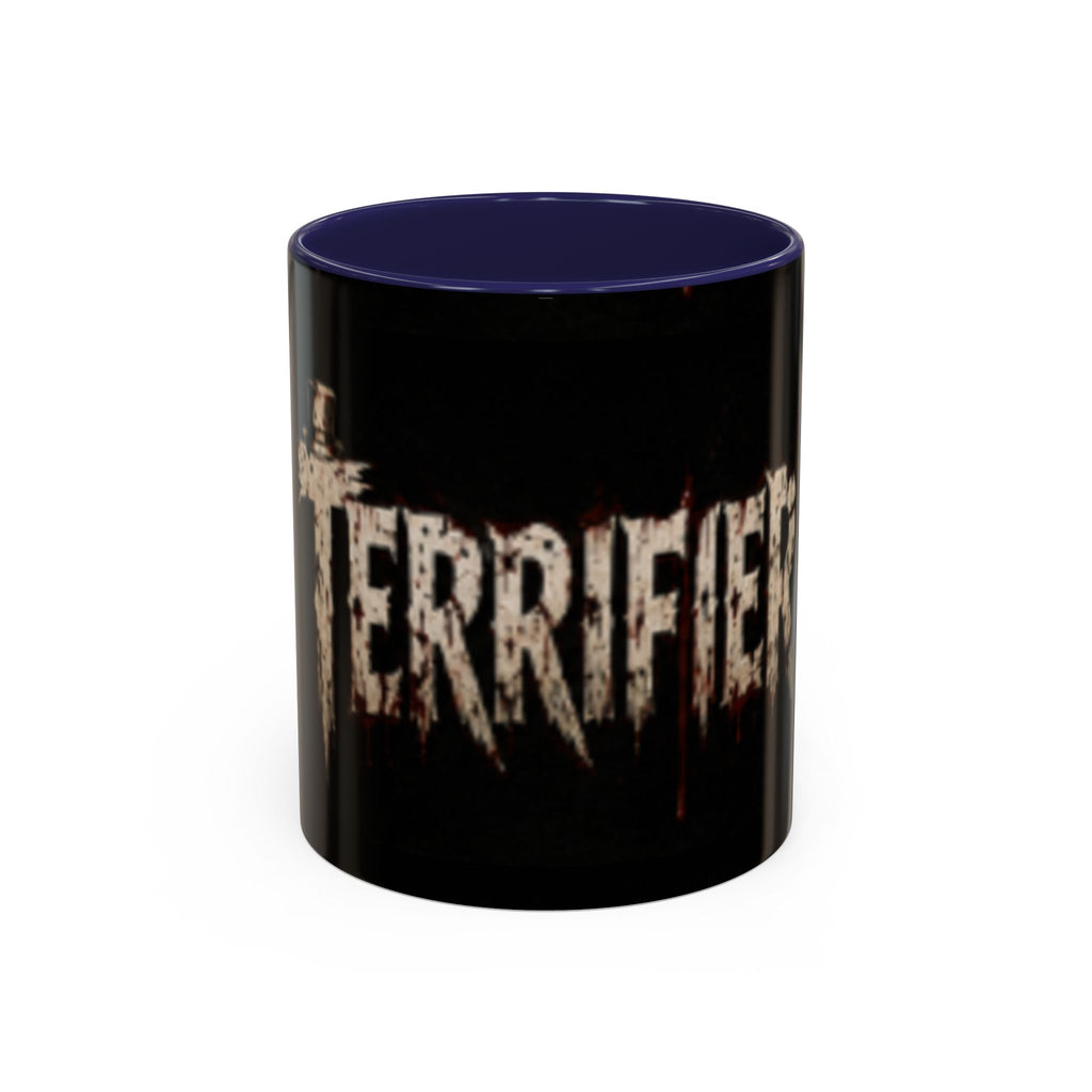 Terrified Horror Accent Coffee Mug — Gothic Scary Text Design (11/15 oz)