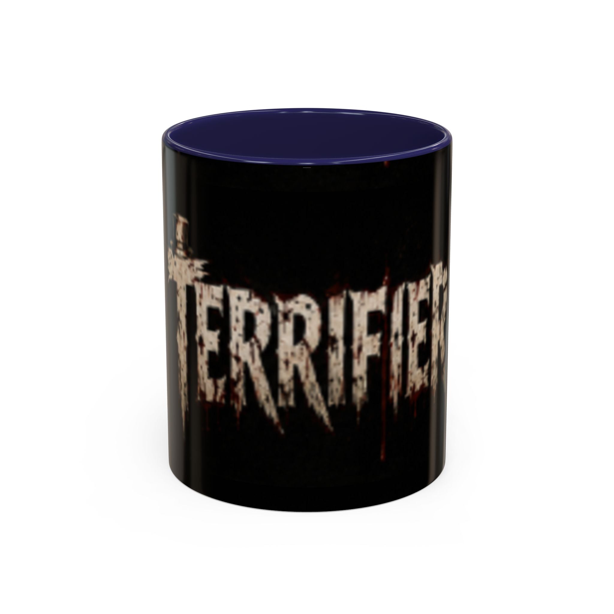 Terrified Horror Accent Coffee Mug — Gothic Scary Text Design (11/15 oz)