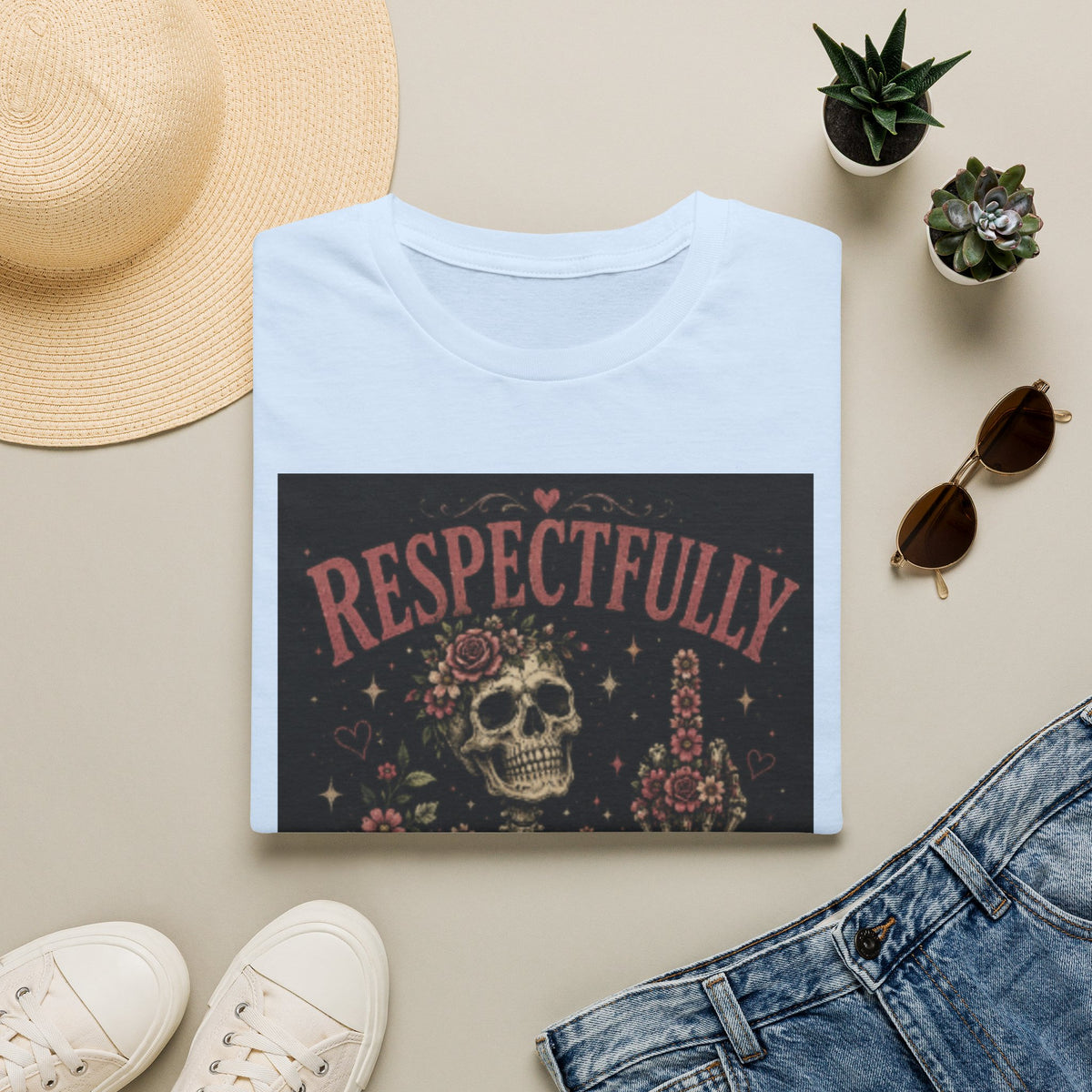 Respectfully — Skull Floral Graphic T‑Shirt ("Respectfully absolutely not")