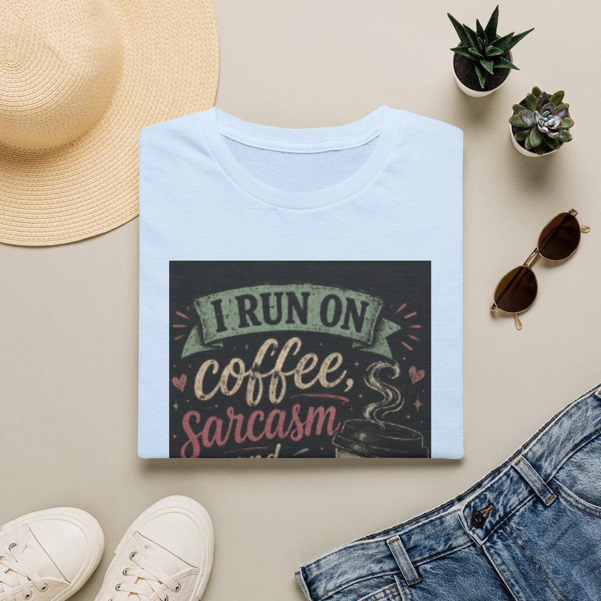 Coffee & Sarcasm T‑Shirt — “I Run On Coffee, Sarcasm and Poor Impulse Control”