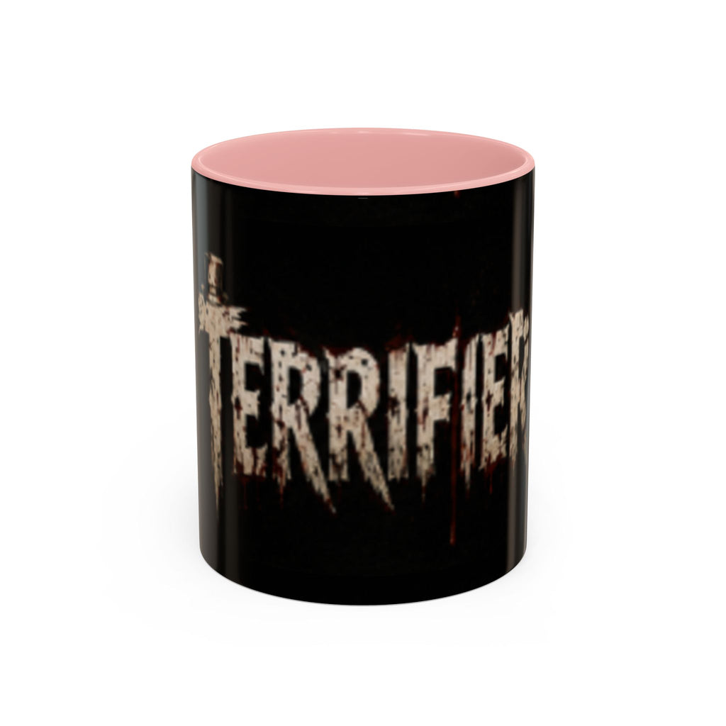 Terrified Horror Accent Coffee Mug — Gothic Scary Text Design (11/15 oz)