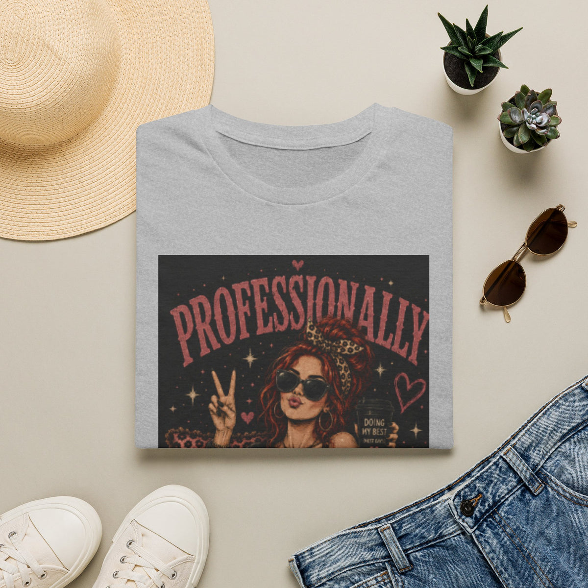Professionally Unprofessional T-Shirt — Retro Femme Peace Sign Graphic Tee